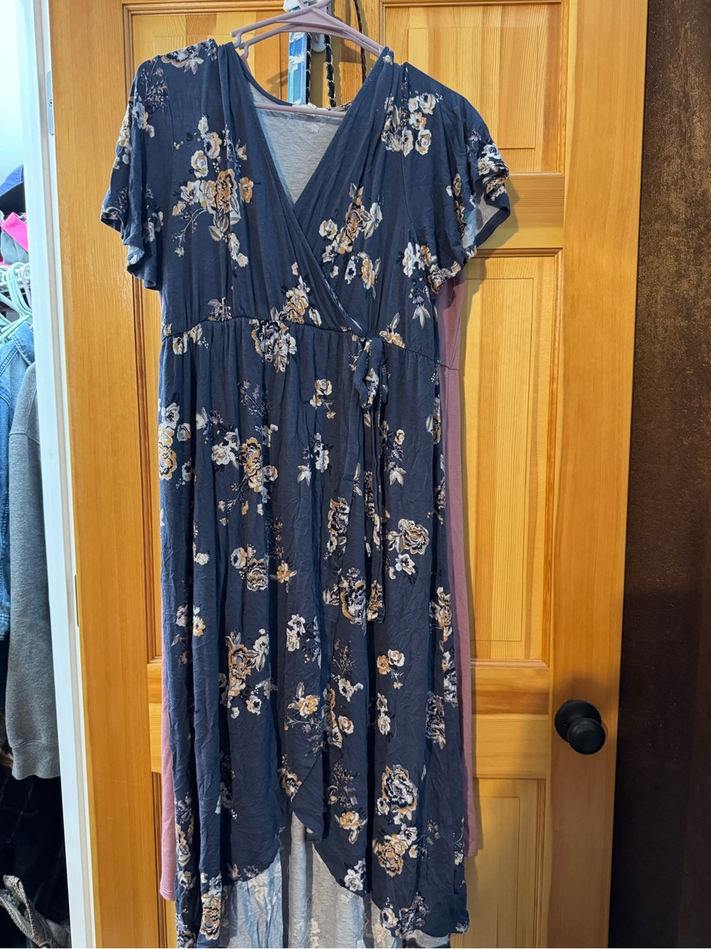 Navy Floral Wrap Maxi Dress